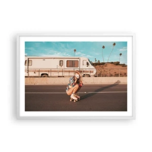 Plakat i hvid ramme - Smil, tak! - 70x50 cm