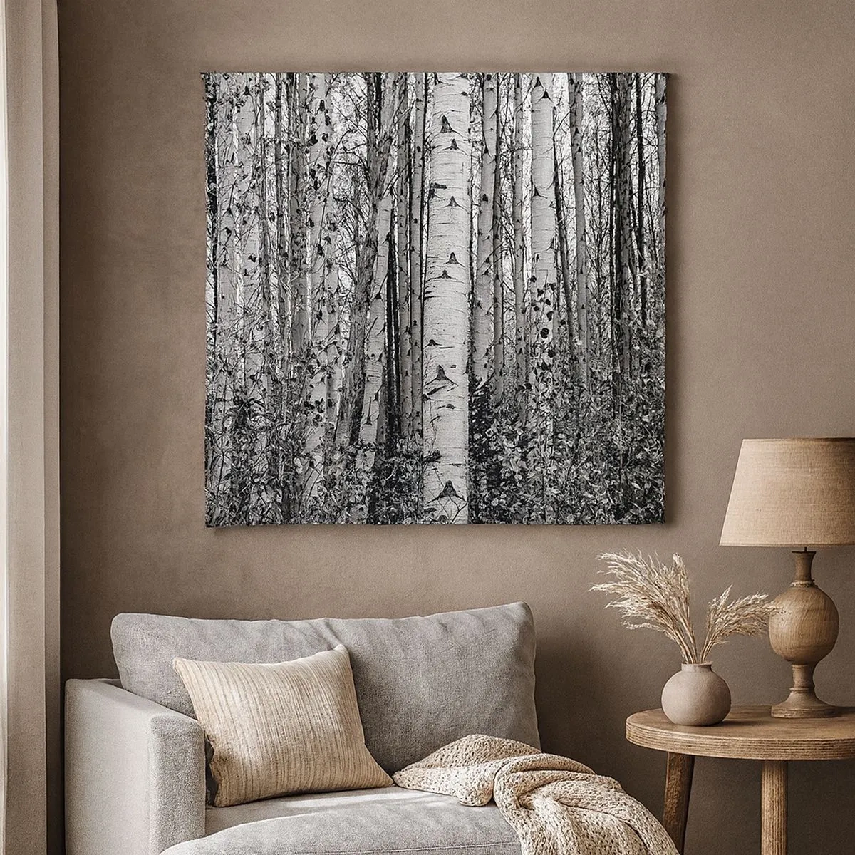 Lærredstryk - Billede på lærred - Kolonnade af birk - 30x30 cm