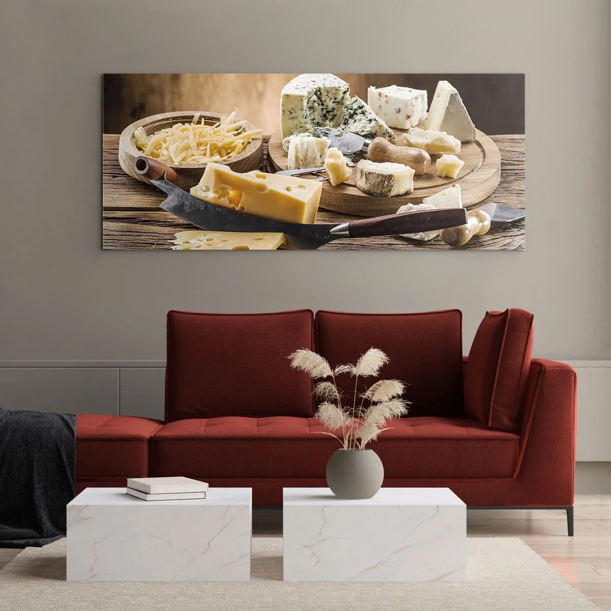 Billede på glas - Smil til osten - 140x50 cm