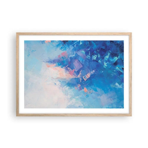 Plakat i ramme af lyst egetræ - Vinter abstraktion - 70x50 cm
