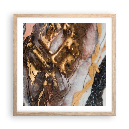 Plakat i ramme af lyst egetræ - Jord element - 50x50 cm