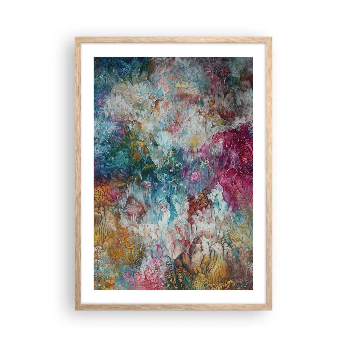 Plakat i ramme af lyst egetræ - I fuldt flor - 50x70 cm