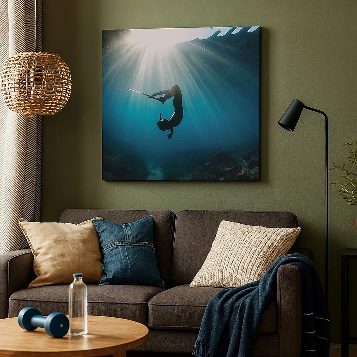 Lærredstryk - Billede på lærred - Undervandsdans - 30x30 cm