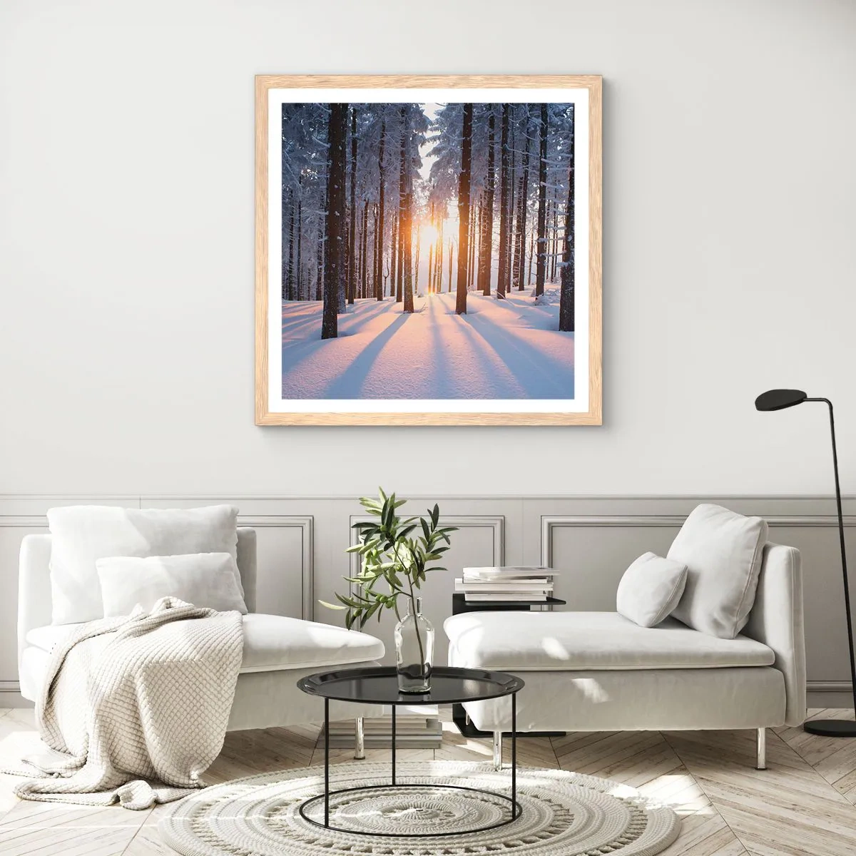 Plakat i ramme af lyst egetræ - Klart i sort og hvidt - 40x40 cm