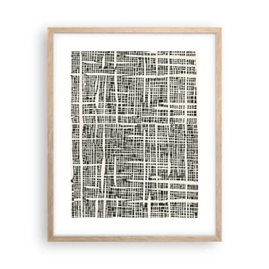 Plakat i ramme af lyst egetræ - En sammensætning vævet - 40x50 cm