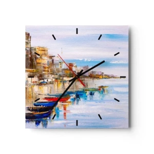 Vægur, Uret - Flerfarvet urban havn - 30x30 cm