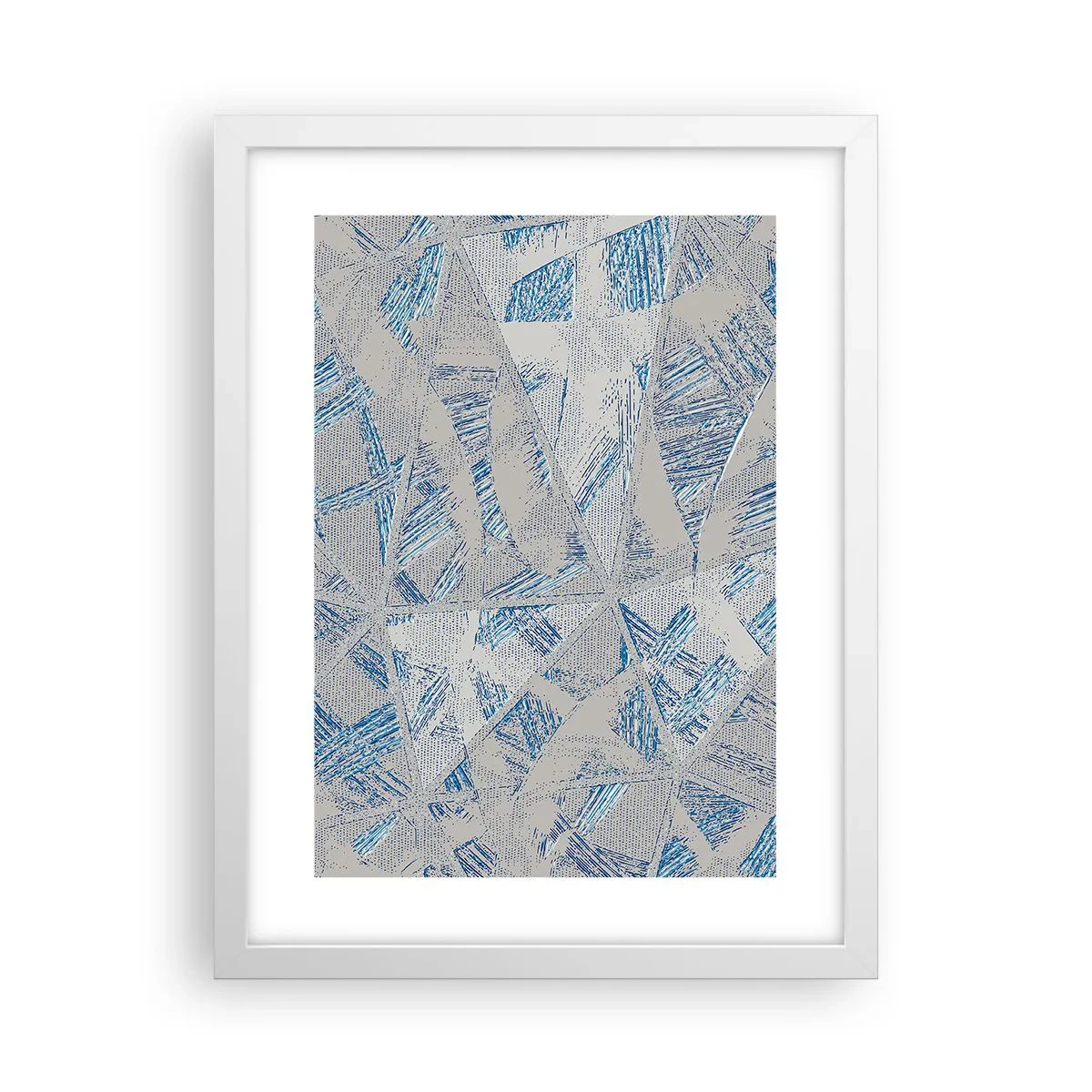 Plakat i hvid ramme - I en gråblå labyrint - 30x40 cm