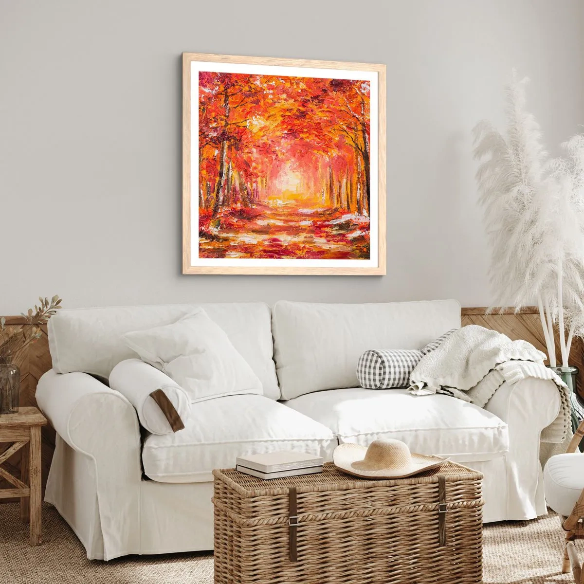 Plakat i ramme af lyst egetræ - Kobberskov - 40x40 cm