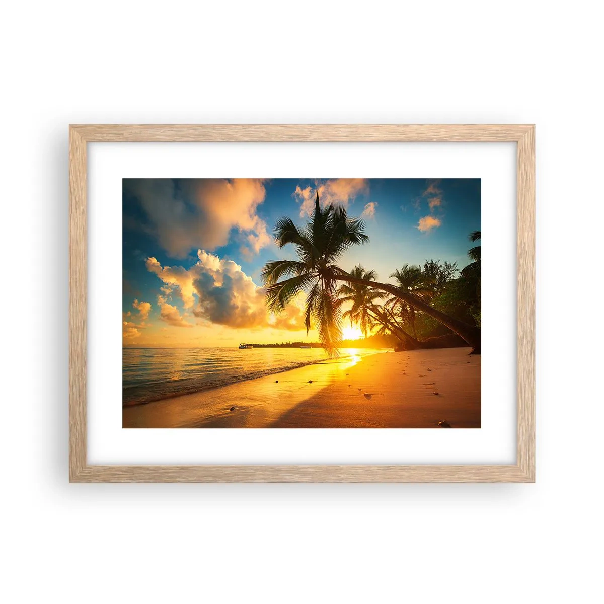 Plakat i ramme af lyst egetræ - Caribisk drøm - 40x30 cm