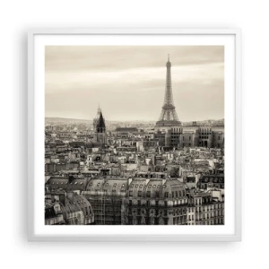 Plakat i hvid ramme - Over Paris' hustage - 60x60 cm