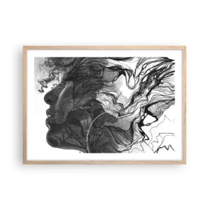 Plakat i ramme af lyst egetræ - Forviklet i drømme - 70x50 cm