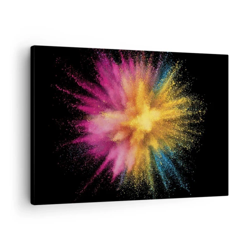 Lærredstryk - Billede på lærred - Farverig pulvereksplosion på en sort baggrund - 70x50cm - Farvernes fødsel - Moderne vægdekoration til stue og soveværelse ARTTOR