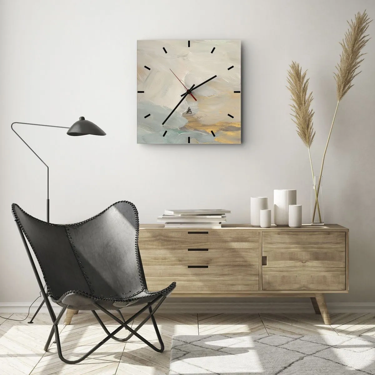 Vægur, Uret - Abstraktion - blidhedens land - 40x40 cm