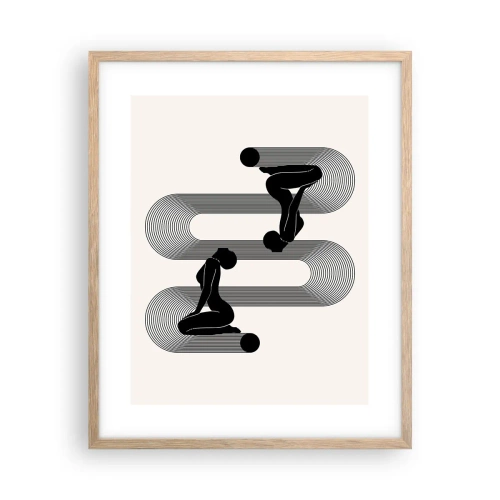 Plakat i ramme af lyst egetræ - Sensuel symmetri - 40x50 cm