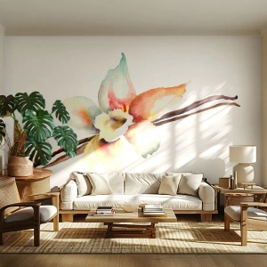 Fototapet Premium Sand - Stænket med malingens sødme - Vanilje blomst, Blomst, Vaniljestang - 100x70 cm