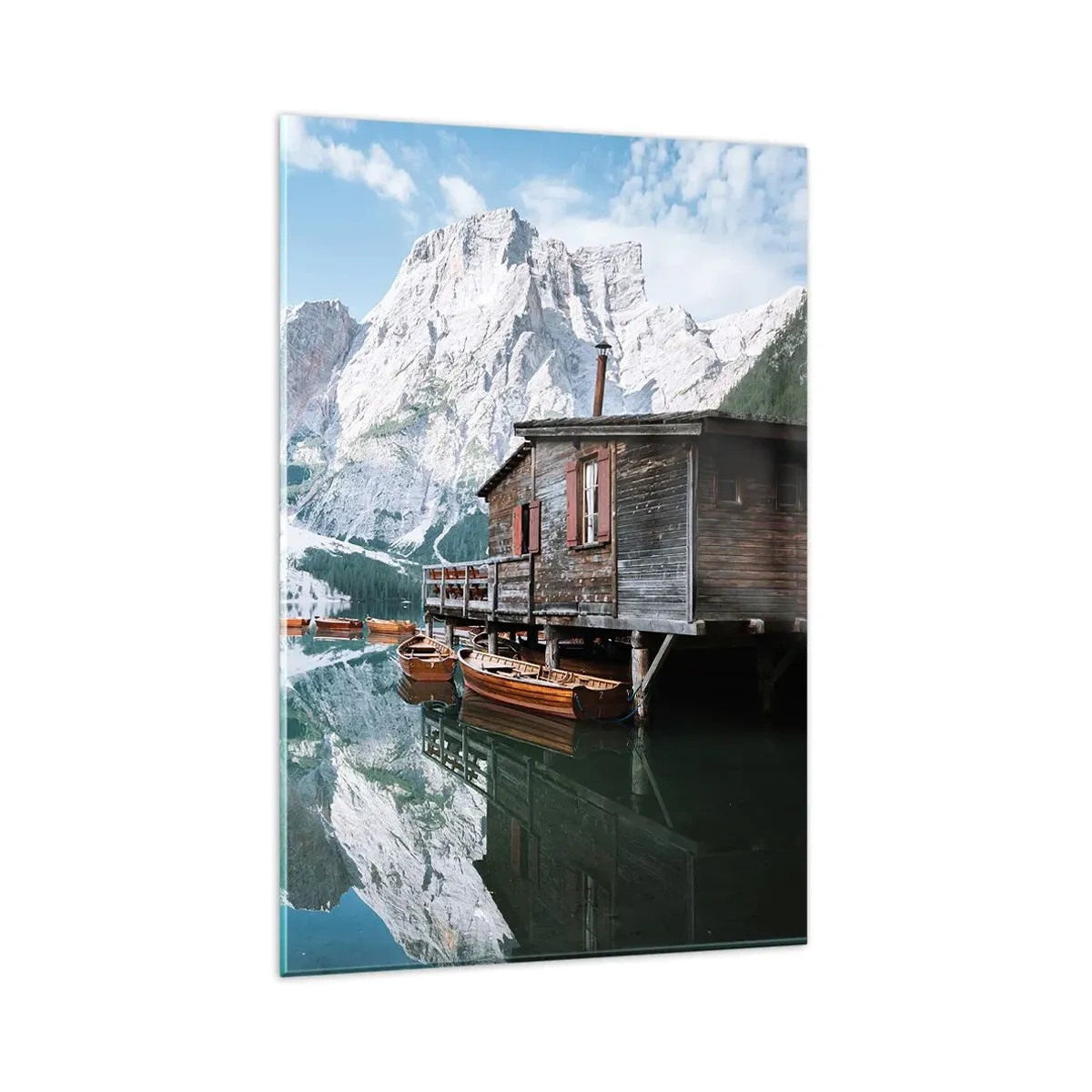 Billede på glas - Krystalklar bjergmorgen - 80x120 cm