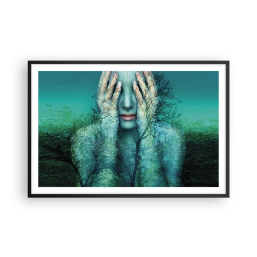 Plakat i sort ramme - Nedsænket i blåt - 91x61 cm