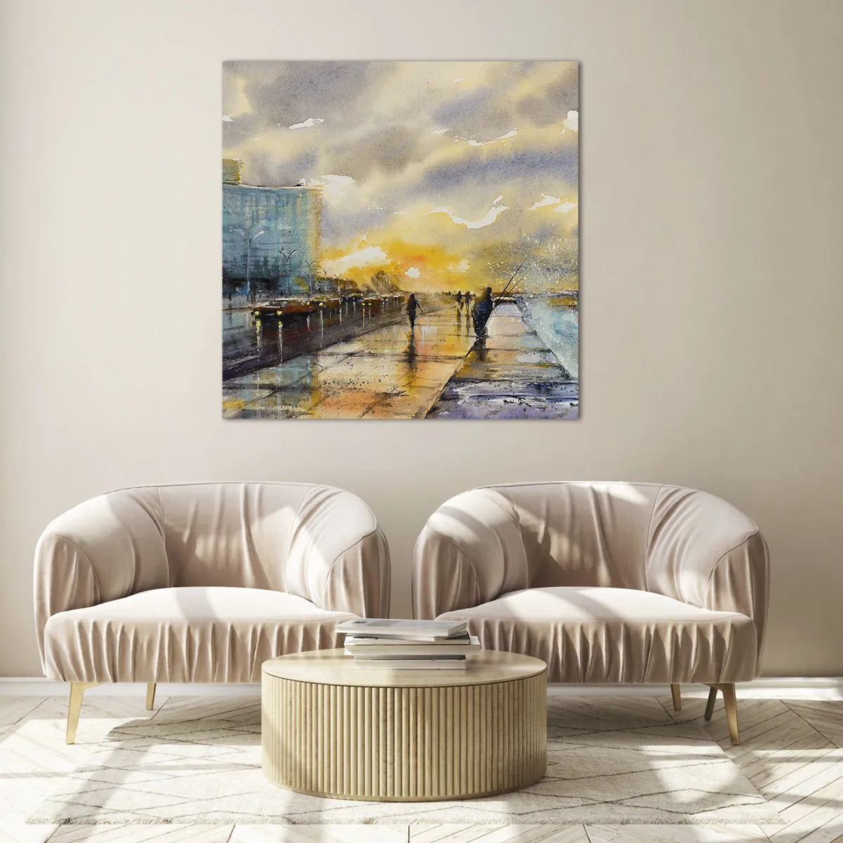 Billede på glas - Livet på kysten - 60x60 cm