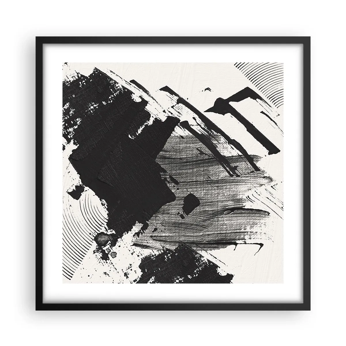 Plakat i sort ramme - Abstraktion - det sortes udtryk - 50x50 cm