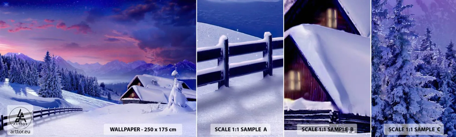 Fototapet Prøve Standard Eco - Stille nat - Landskab, Vinter, Alperne - 100x30 cm