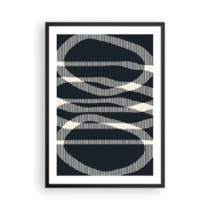 Plakat i sort ramme - Abstrakt geometrisk motiv i sorte og hvide nuancer - 50x70cm - Forsøg på at bryde igennem mørket - Moderne vægdekoration til stue og soveværelse ARTTOR