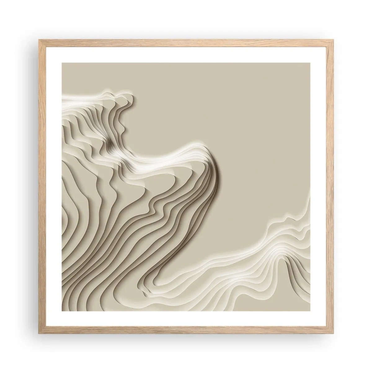 Plakat i ramme af lyst egetræ - Kunstens topografi - 60x60 cm