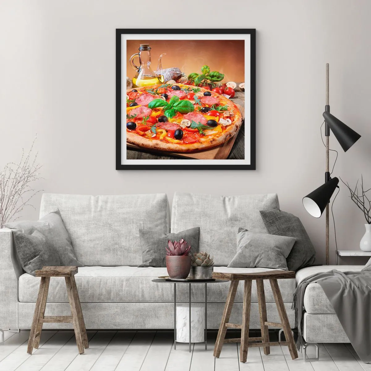 Plakat i sort ramme - Med en ægte italiensk smag - 30x30 cm