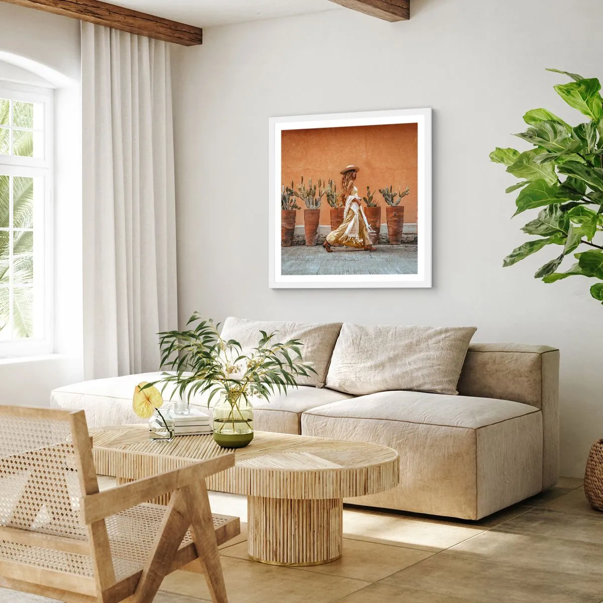 Plakat i hvid ramme - I en hippieagtig stil - 30x30 cm