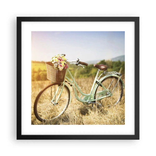 Plakat i sort ramme - Jeg bliver her et stykke tid - 40x40 cm