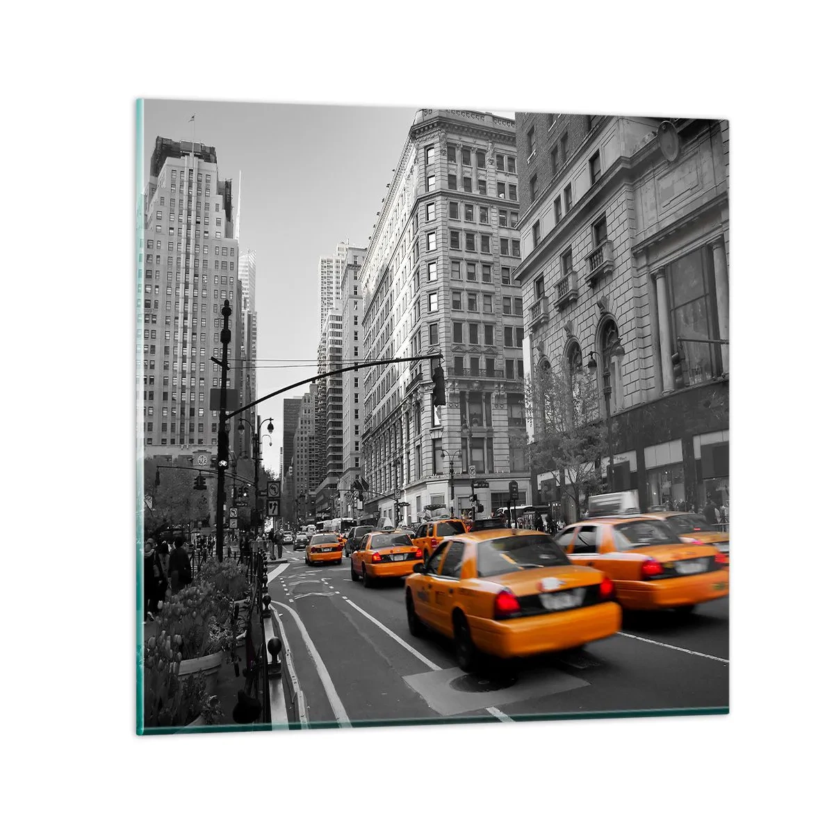 Billede på glas - Storbyens sol - 50x50 cm