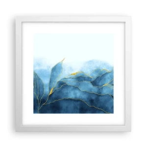 Plakat i hvid ramme - Blå i guld - 30x30 cm