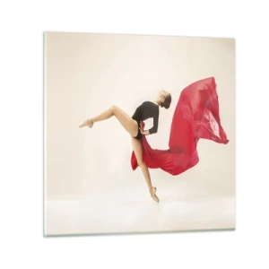 Billede på glas - Rød og sort - 40x40 cm