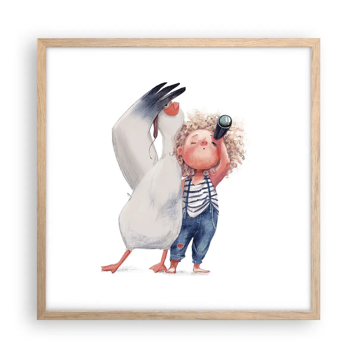 Plakat i ramme af lyst egetræ - En plan for en fantastisk rejse - 50x50 cm