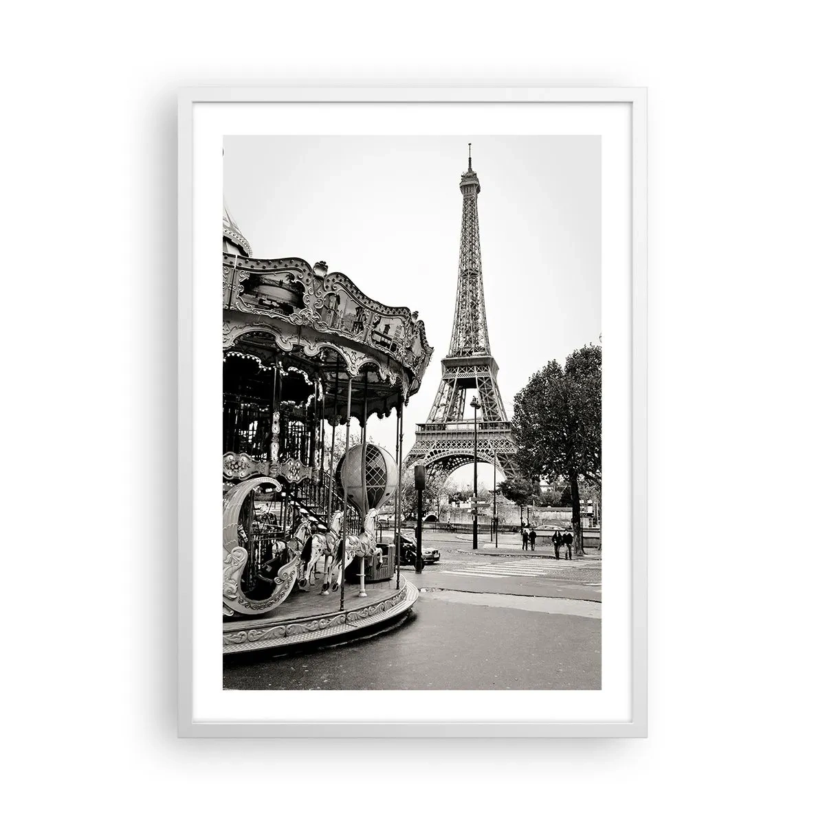 Plakat i hvid ramme - Når der gælder sjov, er det kun i Paris - 50x70 cm