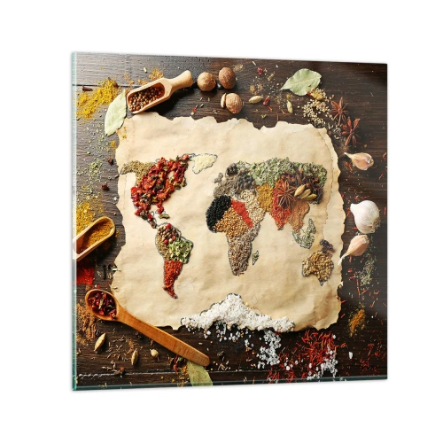 Billede på glas - Alle verdens smage - 70x70 cm