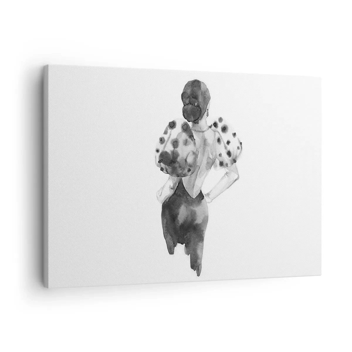 Lærredstryk - Billede på lærred - Minimalistisk akvarelillustration af en kvinde - 70x50cm - Den gik lige forbi - Moderne vægdekoration til stue og soveværelse ARTTOR