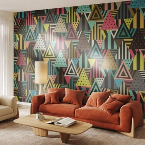 Fototapet Premium Canvas - I takt på tre - Abstraktion, Stykke, Trekanter - 100x70 cm