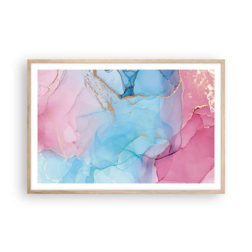 Plakat i ramme af lyst egetræ - Møde og gennemtrængning - 91x61 cm