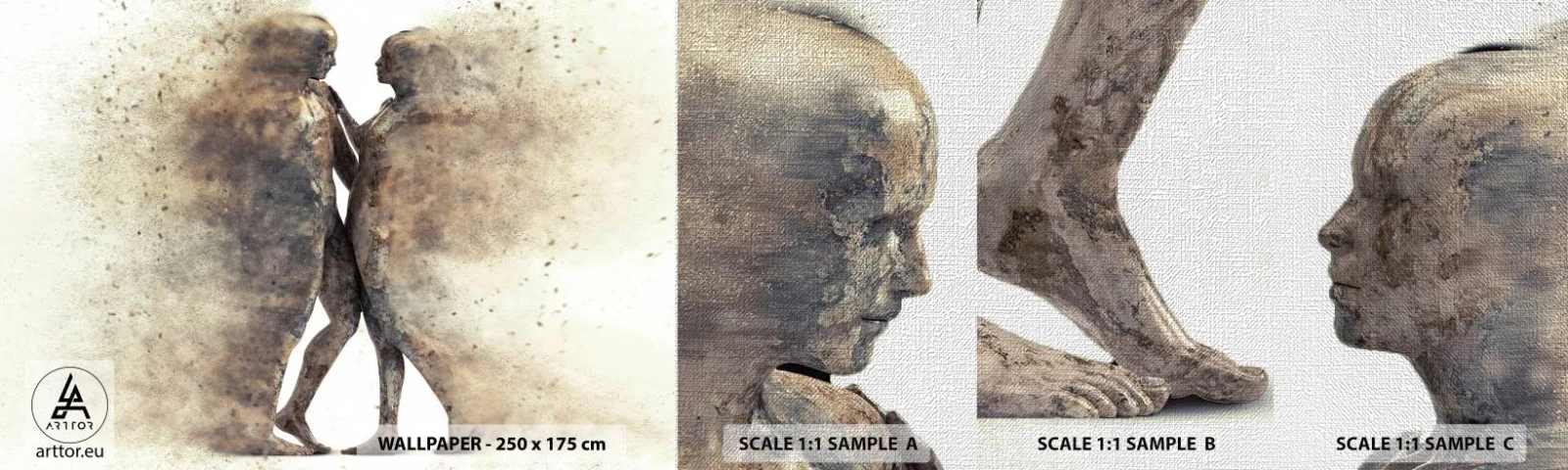 Prøve Fototapet Premium Canvas - Fra støv steg de til kærlighed - Abstraktion, Kvinde og mand, Elsker - 100x30 cm