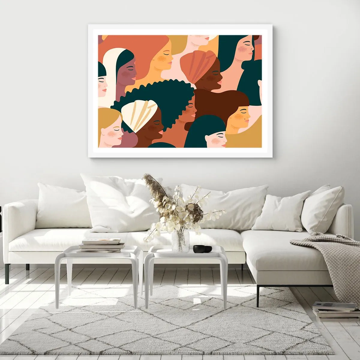 Plakat i hvid ramme - Kun kvindelighed - 91x61 cm