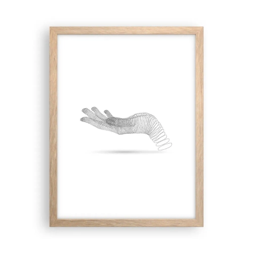 Plakat i ramme af lyst egetræ - Fjedrende hånd - 30x40 cm