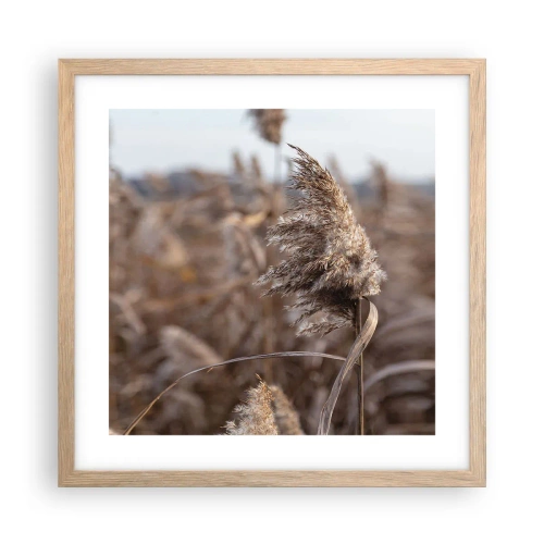 Plakat i ramme af lyst egetræ - Tid til at flyve væk med vinden - 40x40 cm