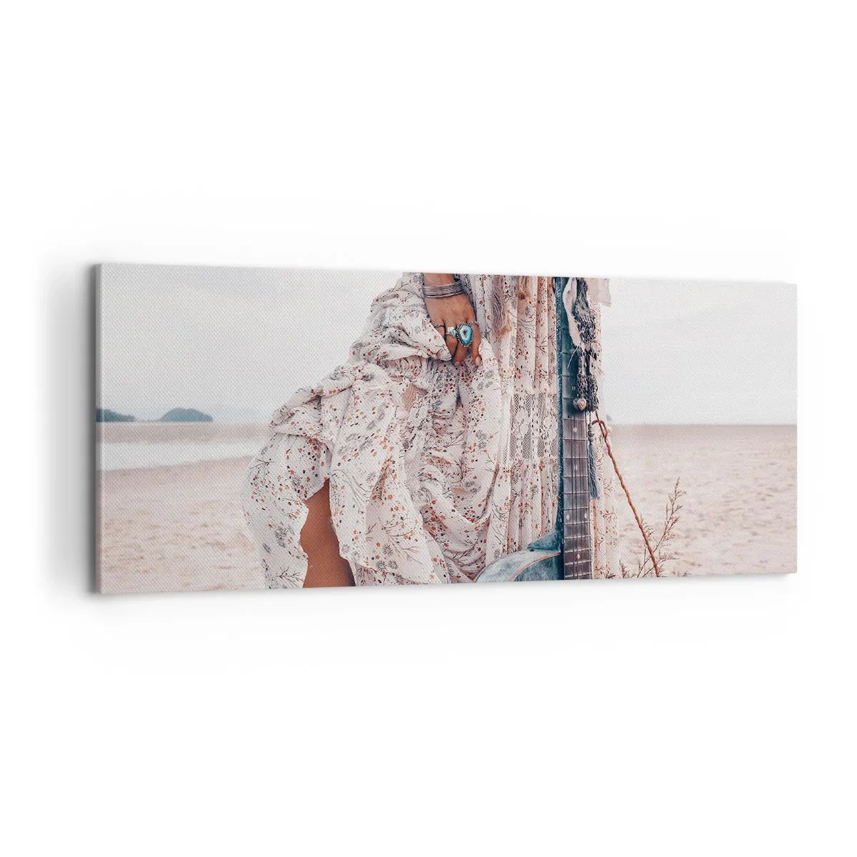 Lærredstryk - Billede på lærred - Børn blomster på vej - 100x40 cm