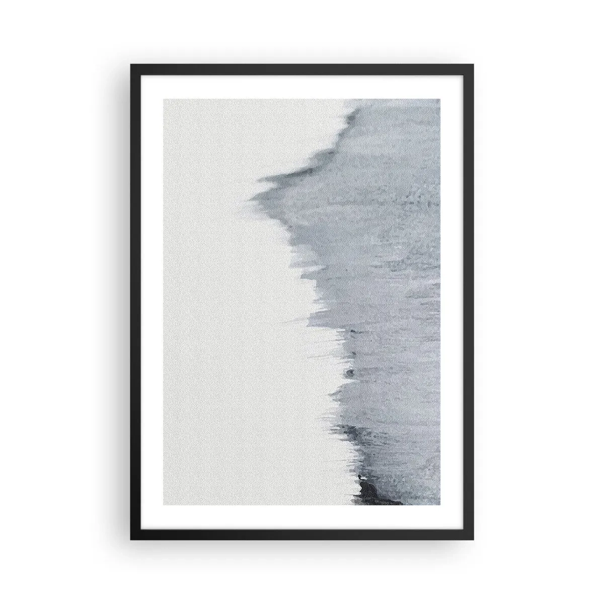 Plakat i sort ramme - En abstrakt komposition i grå nuancer med dynamiske penselstrøg. - 50x70cm - Mystisk plade - Moderne vægdekoration til stue og soveværelse ARTTOR