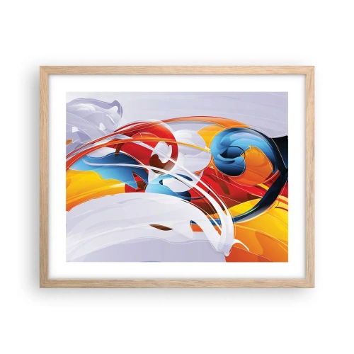 Plakat i ramme af lyst egetræ - Elementernes dans - 50x40 cm