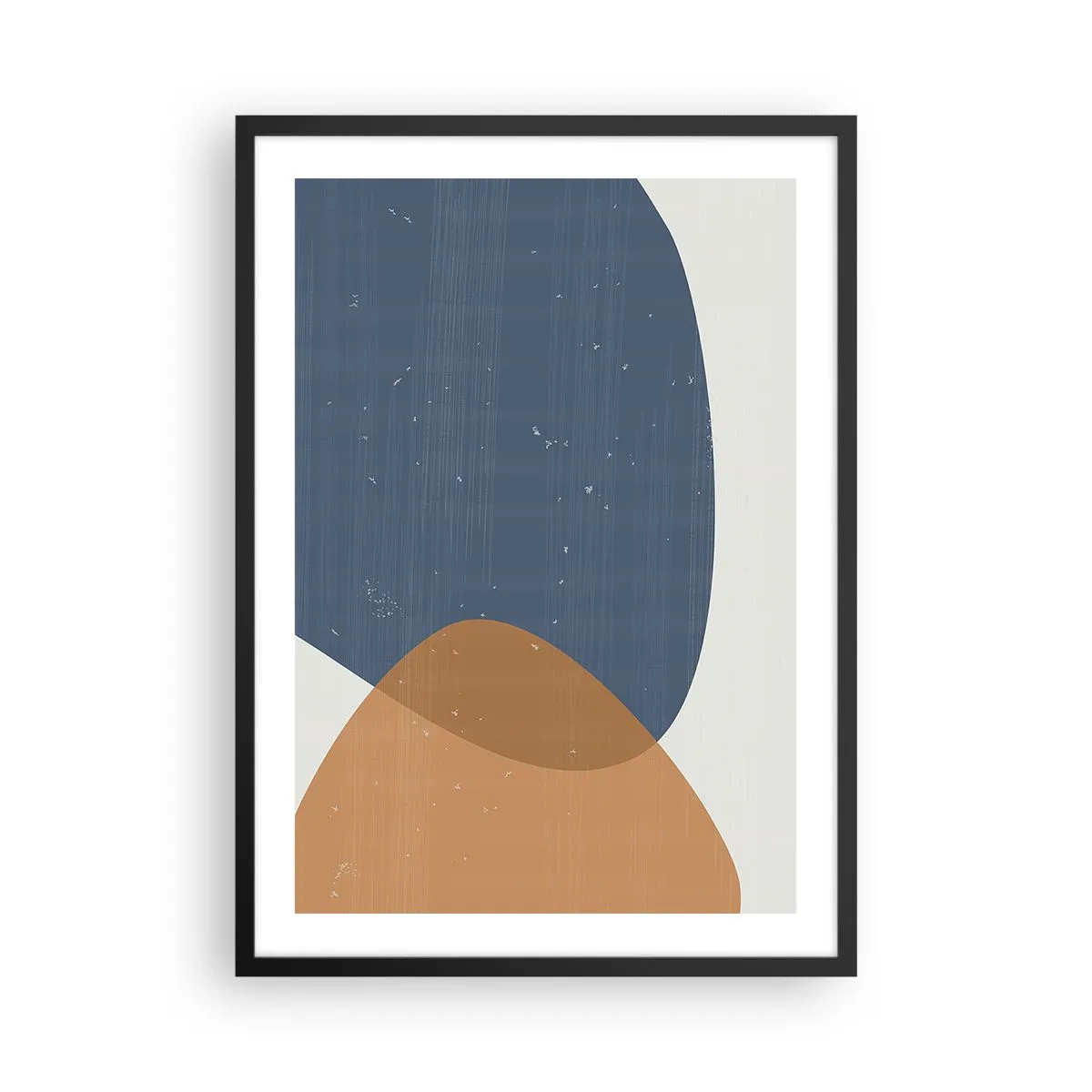 Plakat i sort ramme - Geometri i blå og beige nuancer - 50x70cm - Ovaler og påvirkninger - Moderne vægdekoration til stue og soveværelse ARTTOR