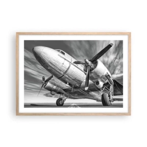 Plakat i ramme af lyst egetræ - Altid klar til at flyve - 70x50 cm