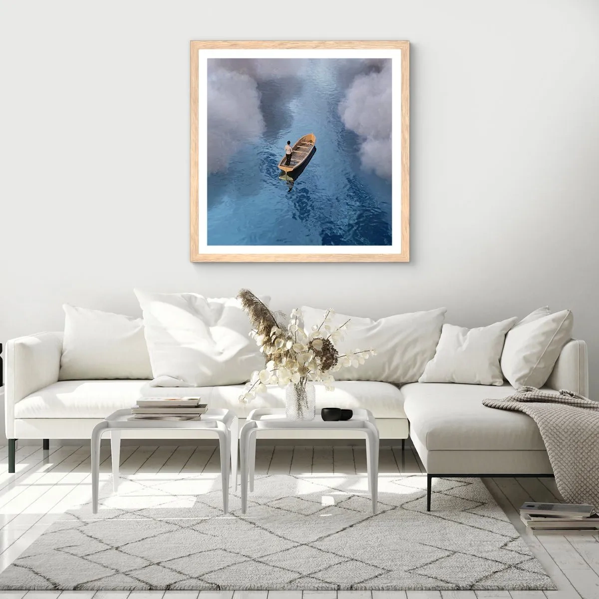 Plakat i ramme af lyst egetræ - Livet - rejsen - det ukendte - 40x40 cm