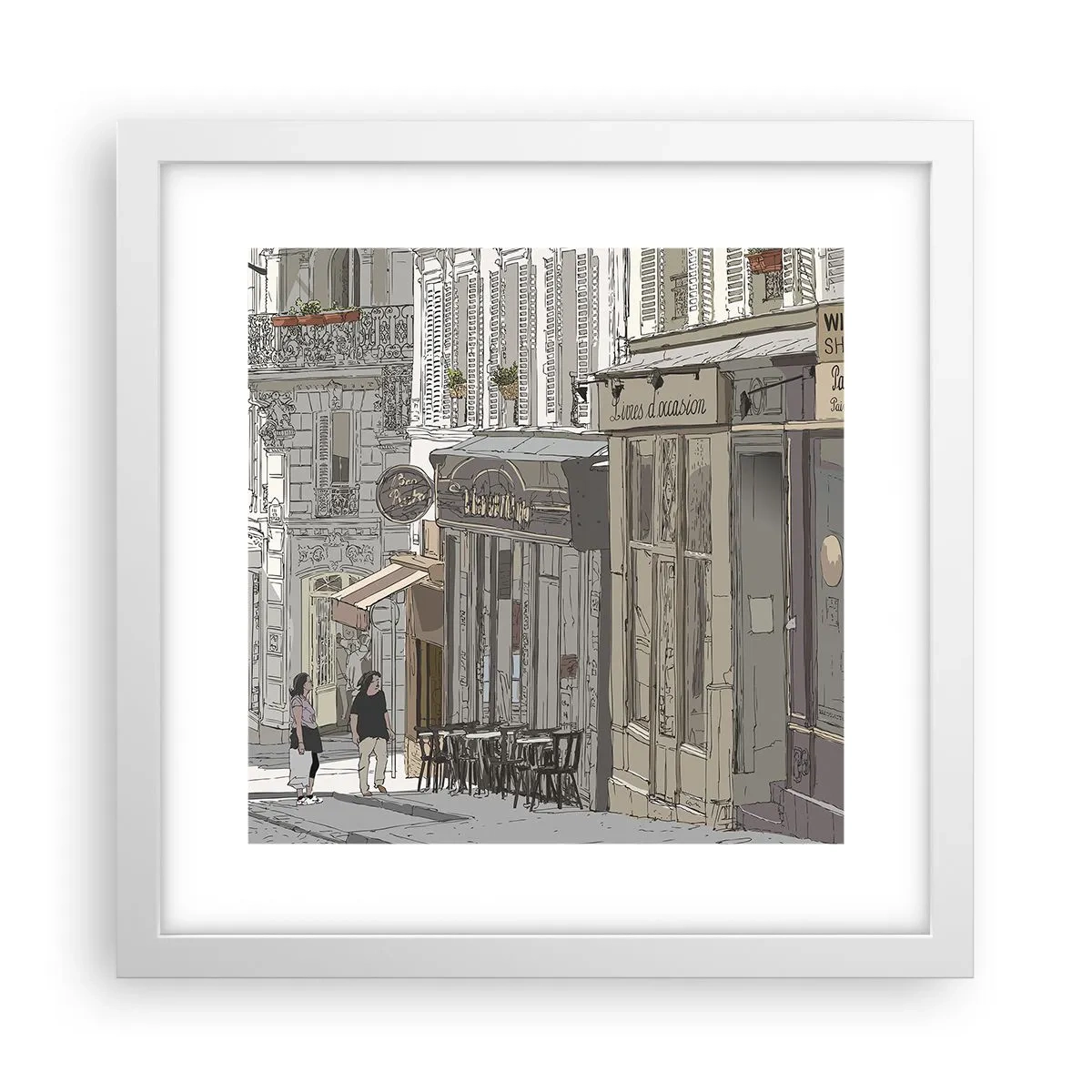 Plakat i hvid ramme - Byens glæder - 30x30 cm