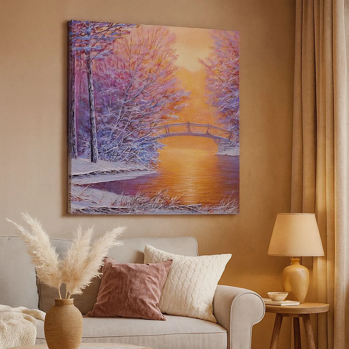 Lærredstryk - Billede på lærred - Lad os mødes her - 30x30 cm